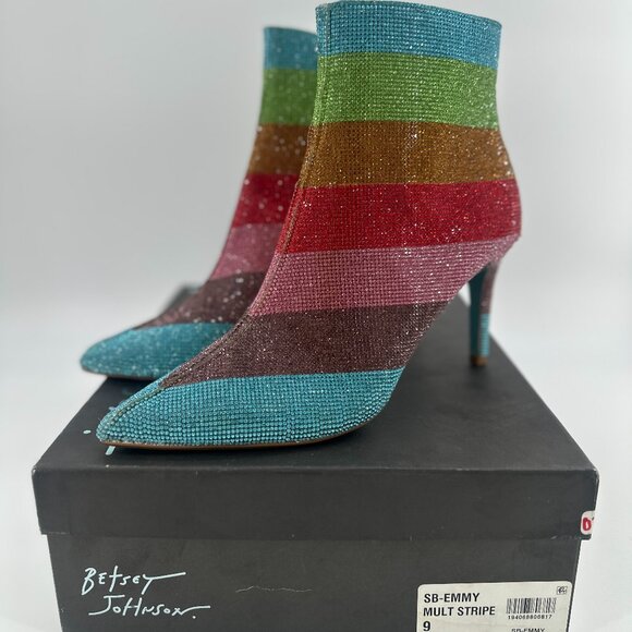 Betsey Johnson Emmy Multi Stripe Booties - Size 9 - Picture 1 of 7